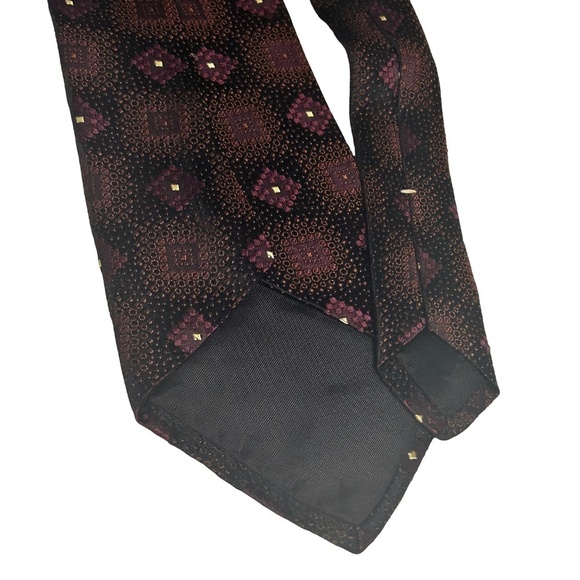 FENDI Vintage Silk Neck ie Textured Silk Micro Dot Made in Italy Burgundy - Picture 7 of 11